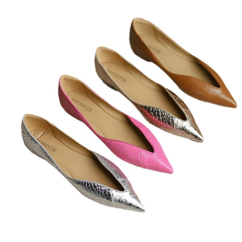 Fashion Ladies' Elegant Flat Shoes 2025 New Shallow Mouth Pointed Flat Sole Single Shoes for Women Comfortable and Simple Soft Soled