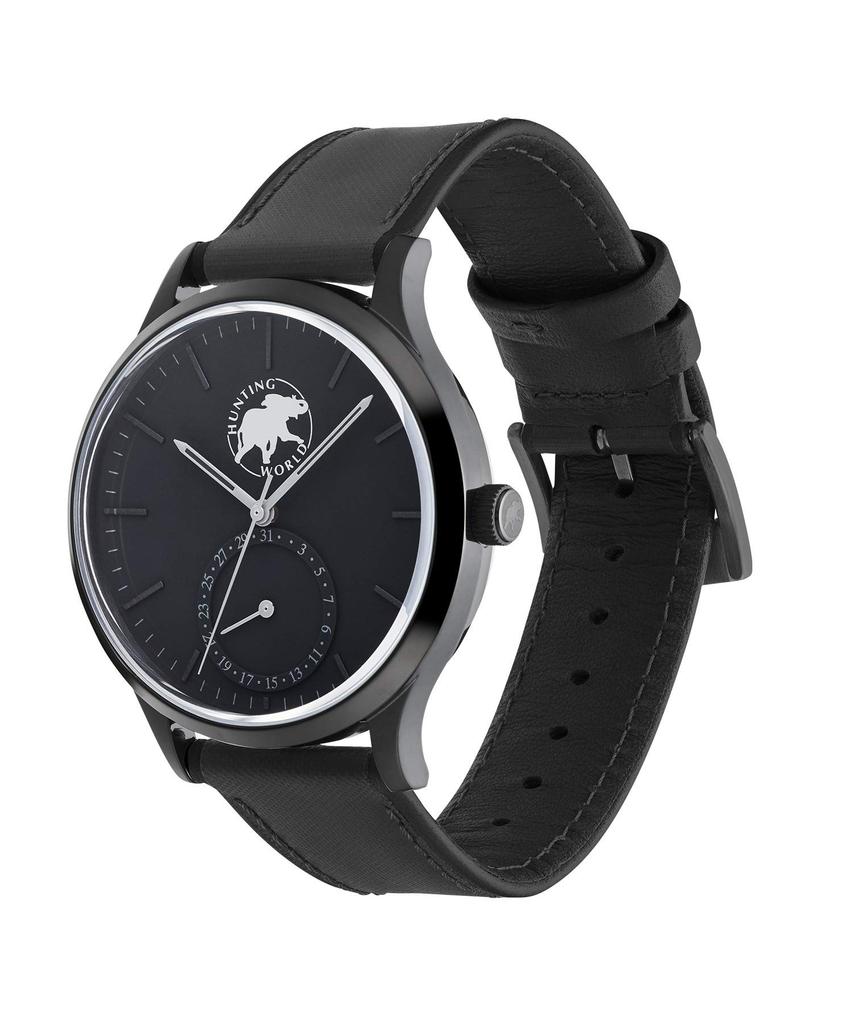 Batue Classic Batue Cross Leather Strap 40mm Quartz Batue Origin HW504BKBK Black [Hunting World] & Men's