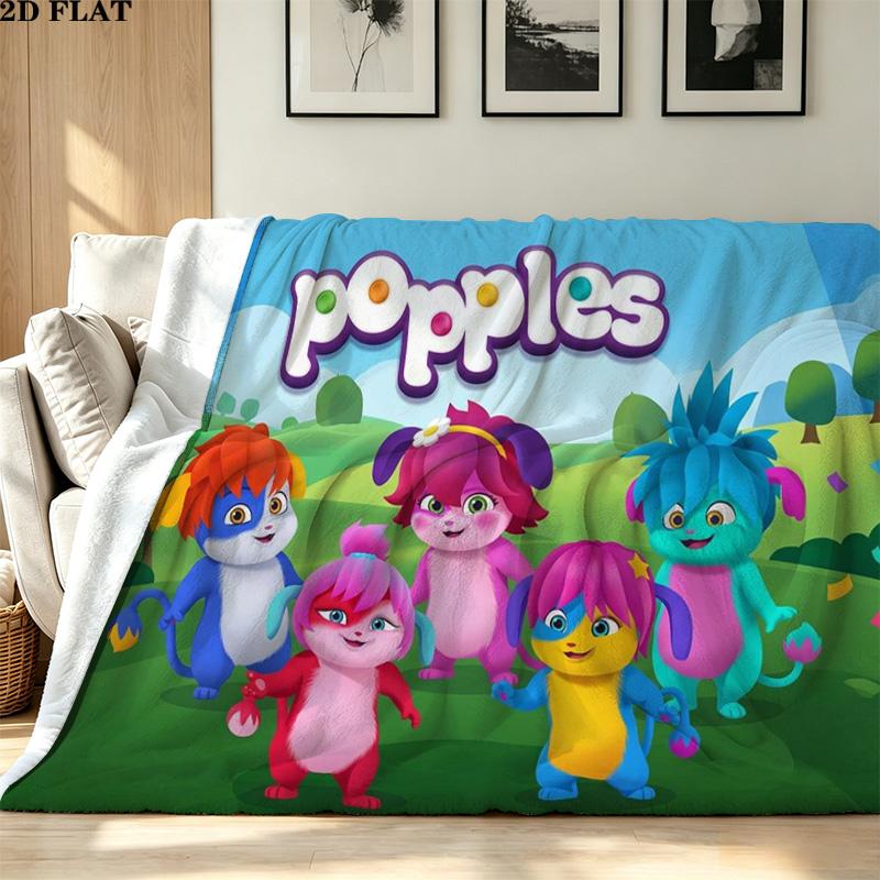Popples Cartoon Print Flannel Blanket High Quality Warm Comfortable Cover for All Seasons Perfect for Gifts Home Decor