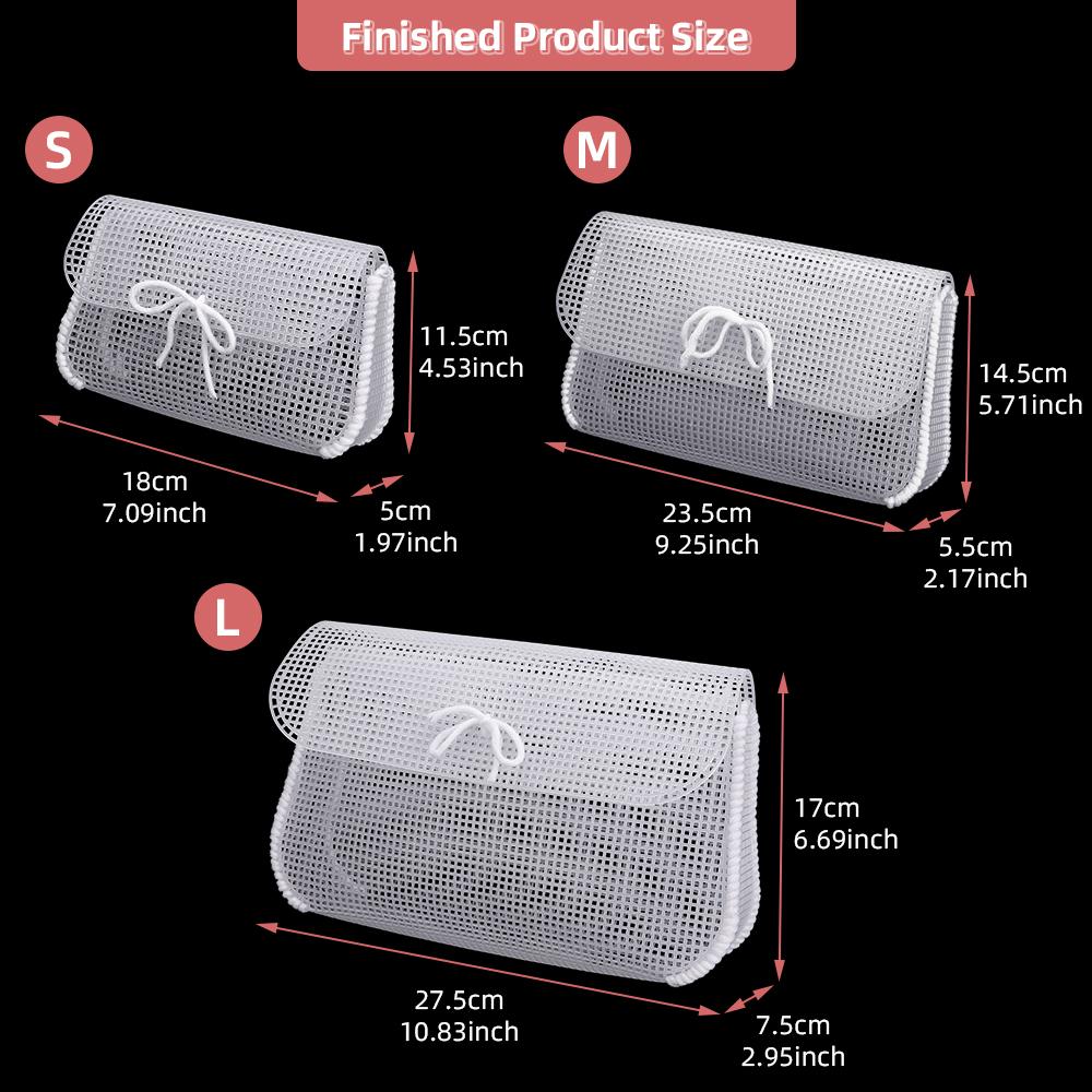 3pcs/set White Weaving Plastic Sheet for DIY Handmake Crochet Hand Bags, Durable Mesh Grids, DIY Knitting Craft Design Template