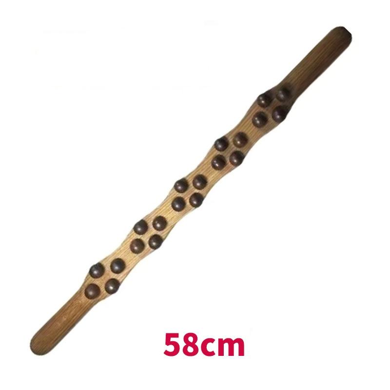 Premium Guasha Wood Stick Massage Tool with 31 Beads for Body Sculpting Fascia Release Lymphatic Drainage Natural Wood Massager