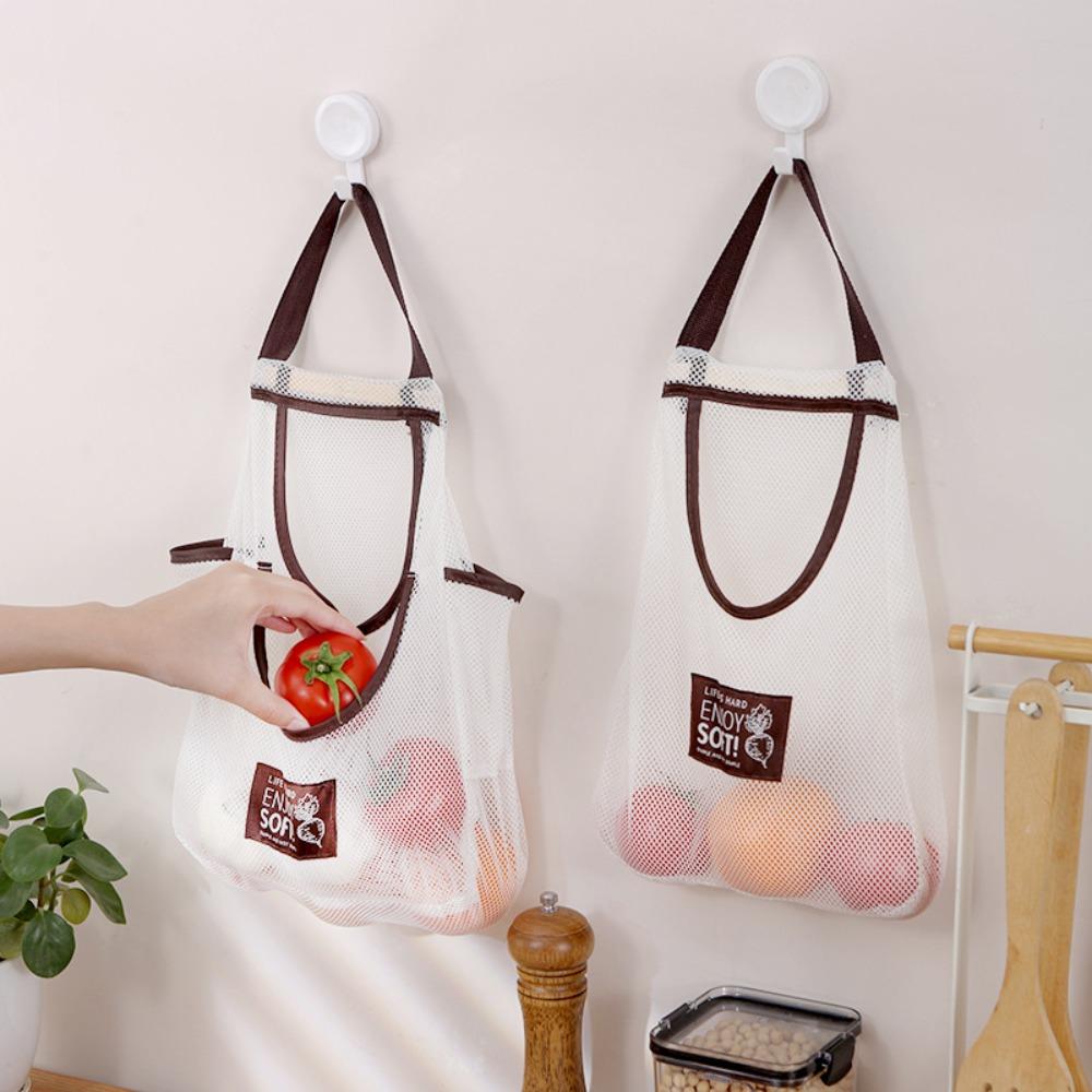 

Large and Long Net Storage Tote Bags White Fruit Storage Bags for Ginger Garlic