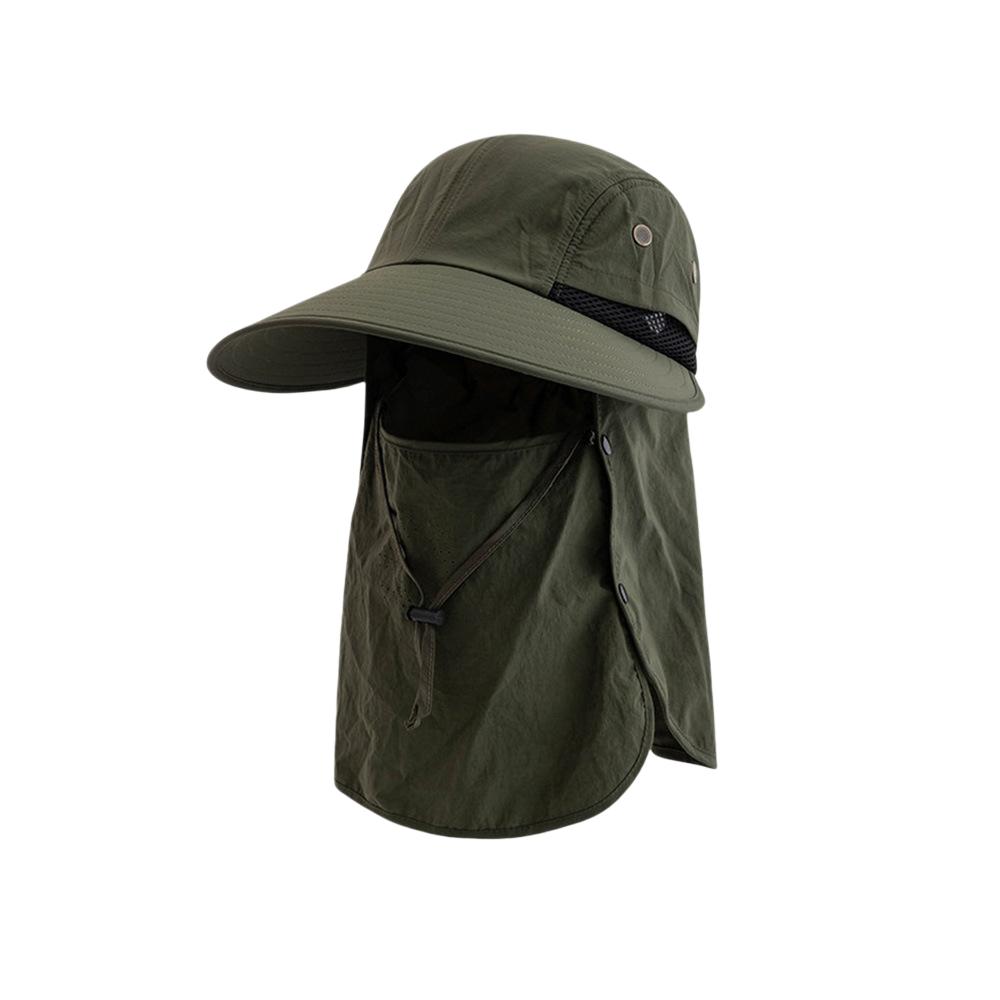 Unisex UPF50+ UV-Schutz Sonnenhut Abnehmbarer Vollgesichts-Nackenschutz Breiter Rand Atmungsaktives Netz Outdoor Angel-Wanderhut