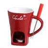 BHBL Fondue Mug Set Chocolate Cheese Milk Cream Making Set Single Butter Melter Baking Cup Candlestick Red