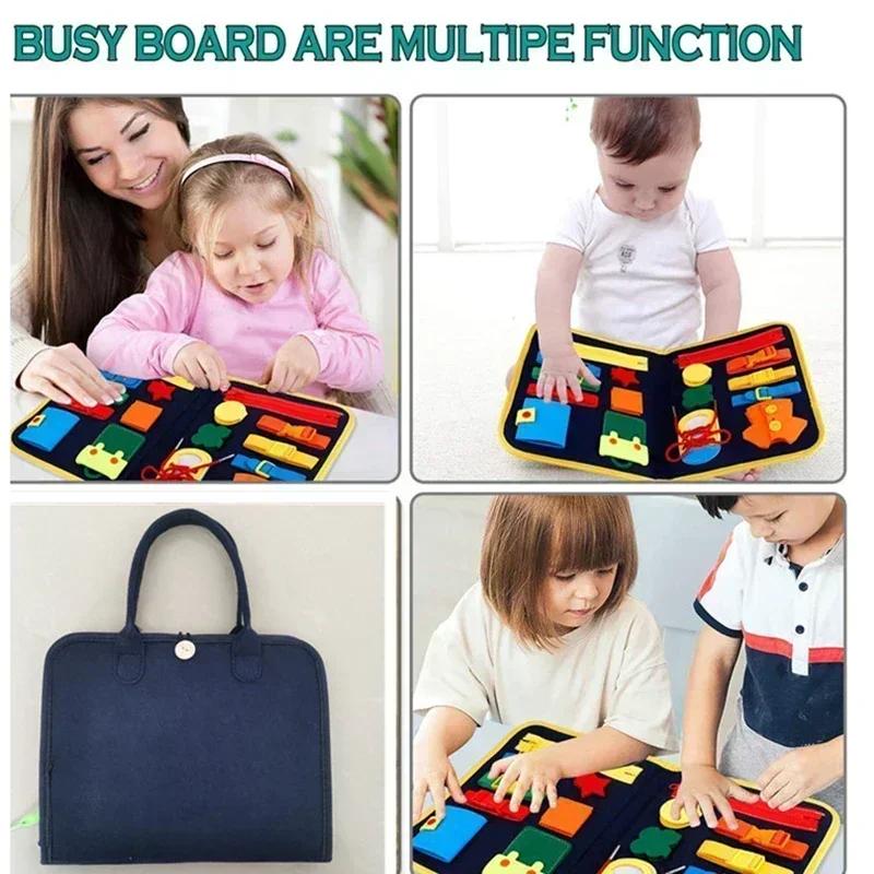 Kids Montessori Suitcase Toys Educational Learning Buckle Training Essential Baby Busy Board Sensory Intelligence Developing