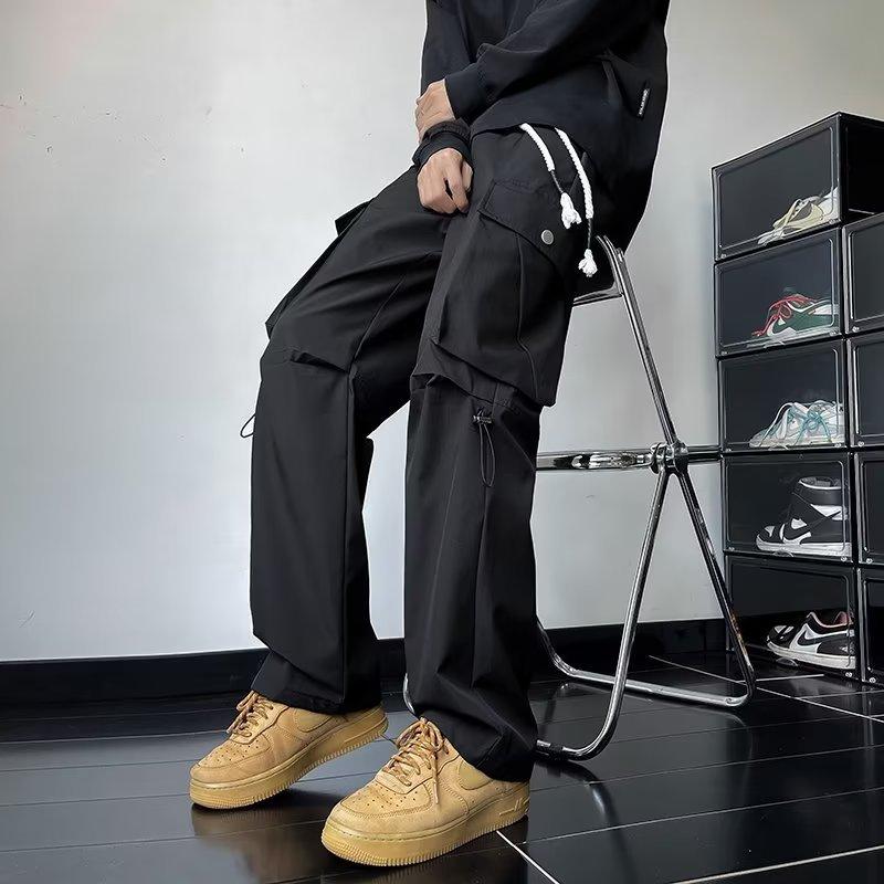 Overalls boys autumn new high street ins tide brand loose straight casual pants fashion multi-pocket pants