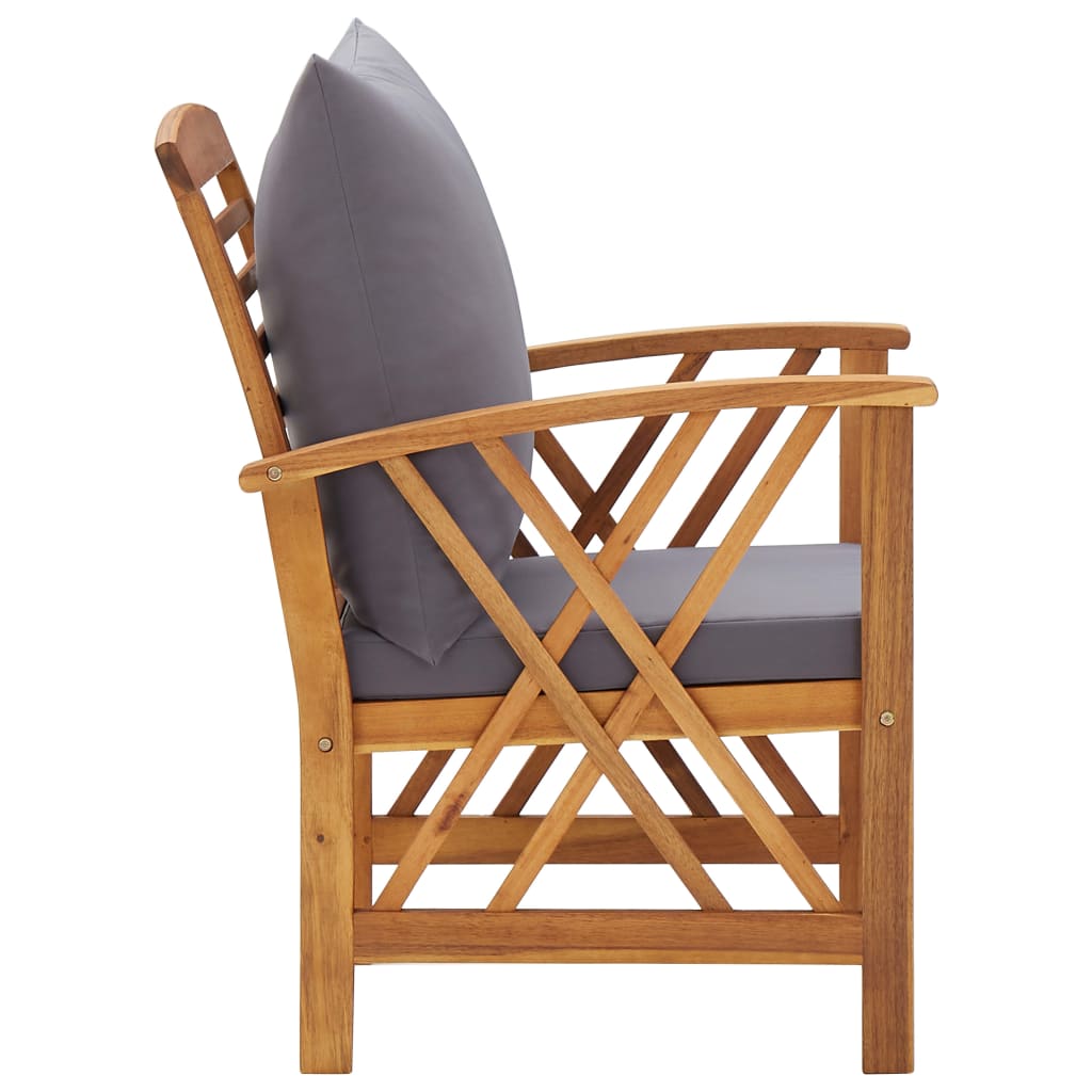 Garden Chairs with Cushions 2 Pcs Solid Acacia Wood