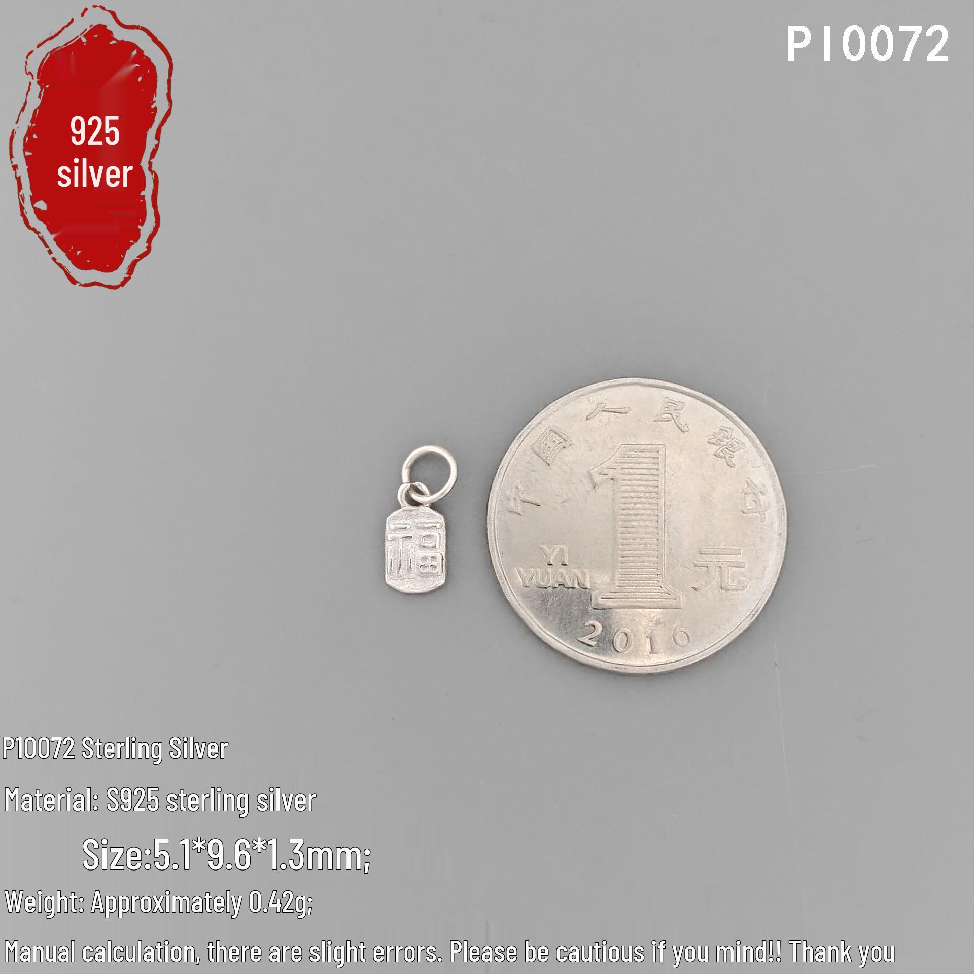 S925 Sterling Silver Chinese Retro Letter Pendant Round Ring Charm