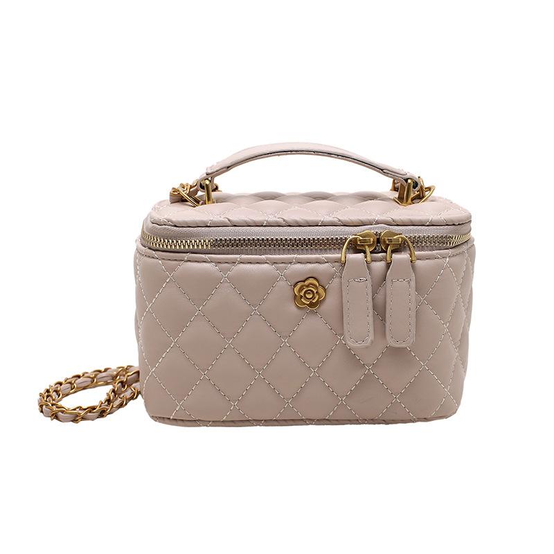 Small square bag, box bag, camellia rhombus chain, autumn new bag, women's shoulder messenger bag, handbag.