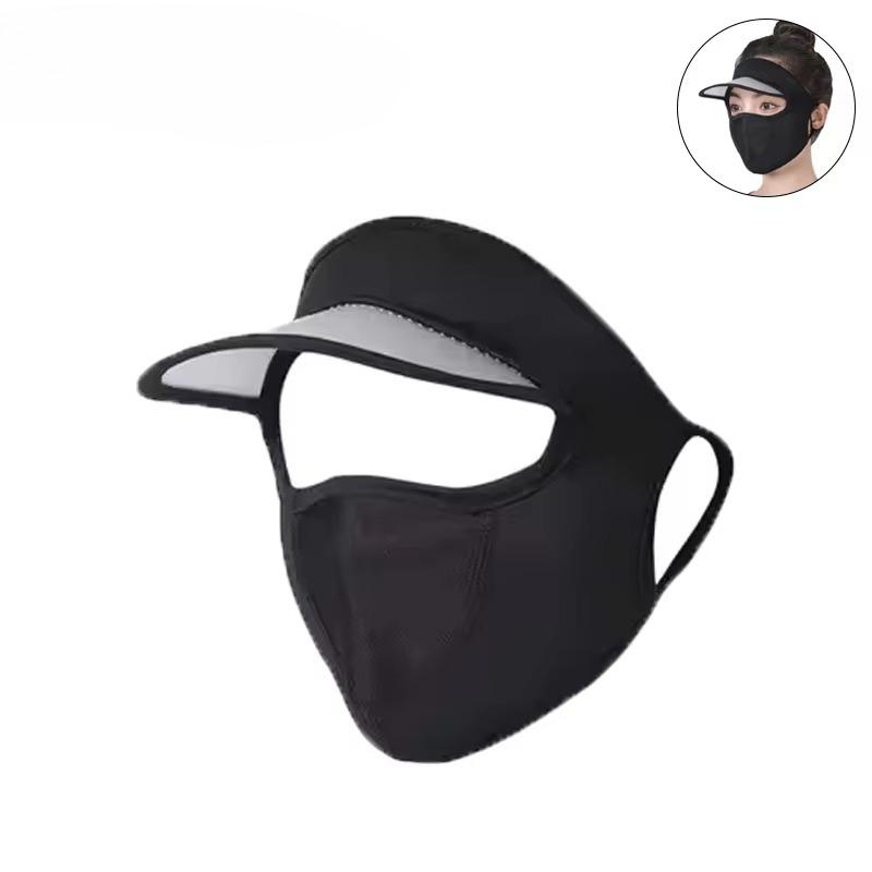 Summer Sunscreen Ice Silk Mask UV Protection Face Cover Sunscreen Veil Face with Brim Cycling Sun Protection Hats Caps