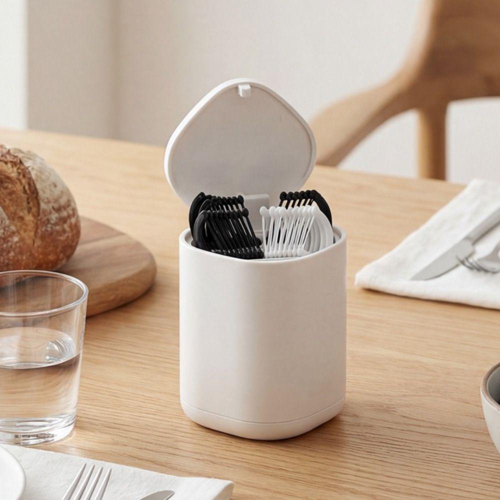 Push Type Cotton Swab Holder Automatic Lifting Plastic Toothpick Stand Restaurant Use