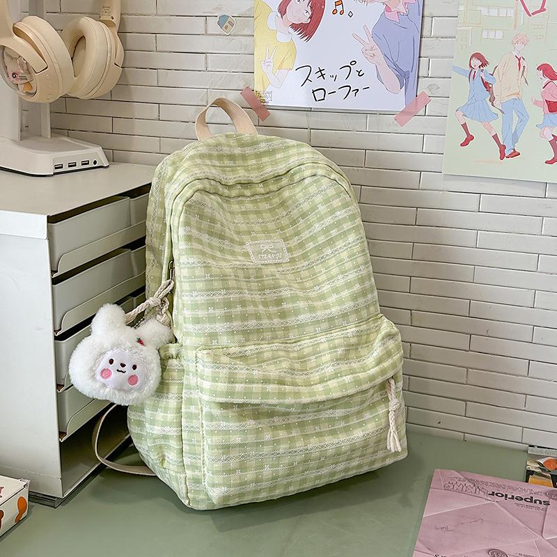Backpack Women's Fashion Plaid Backpack Junior High School High School Student School Bag Lightweight Backpack