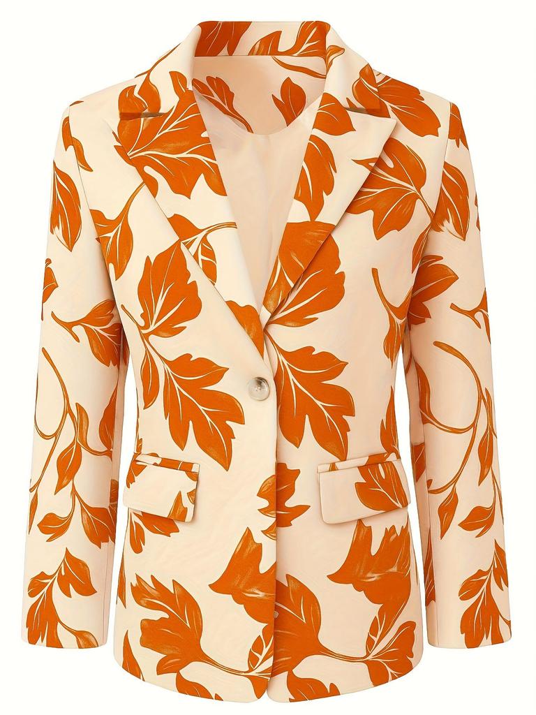 Women's Satin Print Blazer with Lining - Autumn Collection