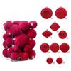 35pcs/set Velvet Christmas Ball Ornament Flocked Hanging Xmas Tree Ball Velvet Pendant Ball For Home Christmas Party Decoration