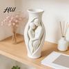 Hollow Body Hugging Vase Abstract Human Art Statue, 3D Printed Embracing Couple Sculpture Vase, Home Accent Ornament Decorative Dry Flower for