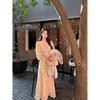 Vintage French Floral Long Sleeve Dress With Ruffle Hem For Spring Fashion