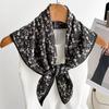 2024 Luxury Animals Floral Print 70cm Cotton Velvet Square Scarf for Women Soft Neckerchief Lady Hijab Neck Tie Hair Headbands