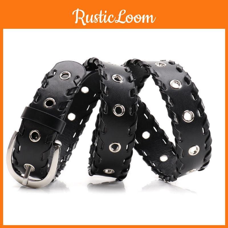 Hiphop Punk Women Pu Belt With Rope Punched Hollow Out Design For Wear Casual