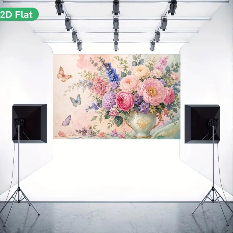 1Pcs Flowers And Butterflies Decoration Background Winter Backdrop Decorations For Photo Studio Photo Booth Christmas Party