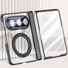 Glossy Transparent Hard PC Hinge Cover for Huawei Pura X Max Magnetic 360 Ring Holder Bracket Case 9H HD Glass Screen Protector