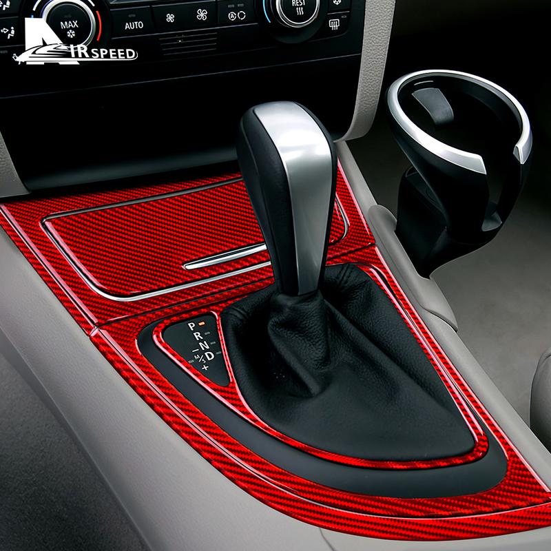 For BMW 1 Series E82 E88 2008-2013 Accessories Carbon Fiber Car Gear Shift Panel Side Strip Storage Box Frame Sticker
