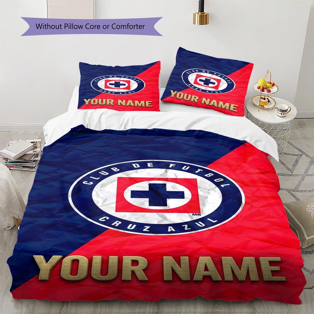 Name Custom Cruz Azul Pattern Bedding Set Quilt Cover Pillowcase Home Decor Gift (1 * duvet cover + 2 * pillowcase, without core)