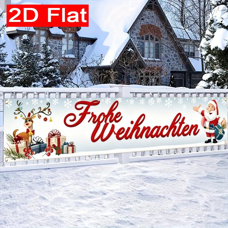 Festive Holiday Holiday Christmas Fence Banner, Outdoor Garden Porch Decor
