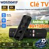 Clé de streaming TV 4K/8K UHD Android 16 R3+ Stockage 8 Go + 128 Go WiFi6 Bluetooth 5.0 Décodeur vidéo intégré Assistant Google