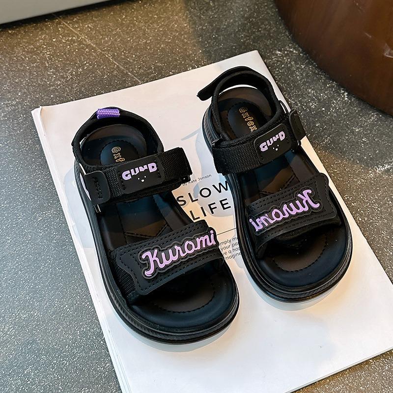 New summer hollow-out heart & letter open-toe beach sandals for girls 26 чёрный