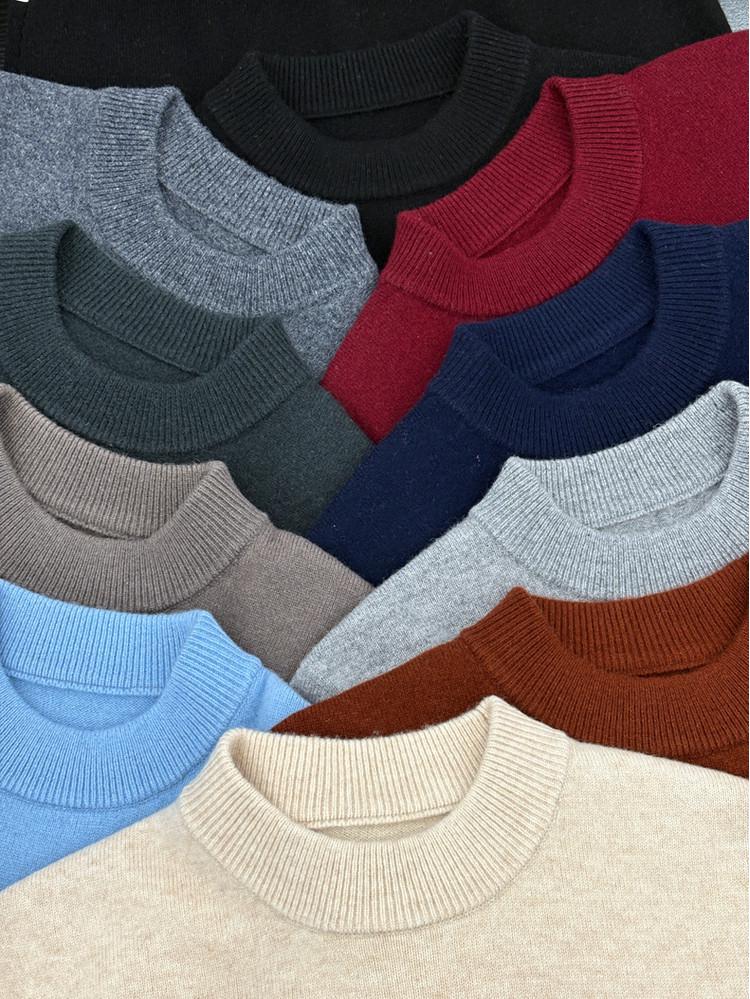 Men's Autumn/Winter Wool Sweater - Half-High Collar, Solid Color, Long Sleeve, Skin-Friendly, Warm Base Layer