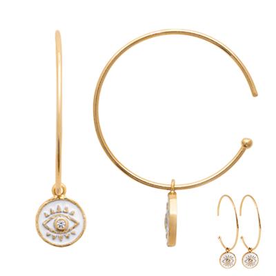 [Q8075] - Creolen Vergoldet 'Cléopatra' weißgold (Auge) - 30 mm- 9 mm