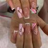 24Pcs Love Ballerina Press On Nails Set Full Cover Artificial Fake Nails Professional Adhesive Free False Nail Art