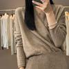 Women's 100% Pure Wool V-Neck Loose Pullover Sweater - Long Sleeve Knit Top for Autumn/Winter