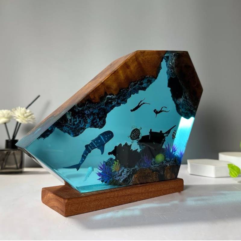 Underwater Resin Lamp Whale Turtle Night Light Home Office Decor Gift For Kids