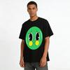 Cute Sad Green Face Print Casual T-Shirt Unisex Loose Fit Breathable Top For Daily Wear Pure cotton T-shirt