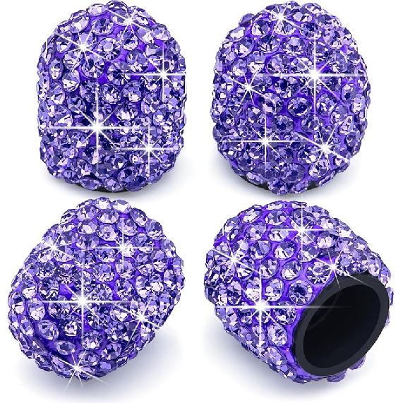 4PCS Bling Crystal Diamond Tire Stem Valve Caps, Dustproof Car Wheel Tire Valve Caps Universal Tire Valve Stem Covers for Cars, SUV, Trucks, Bikes,