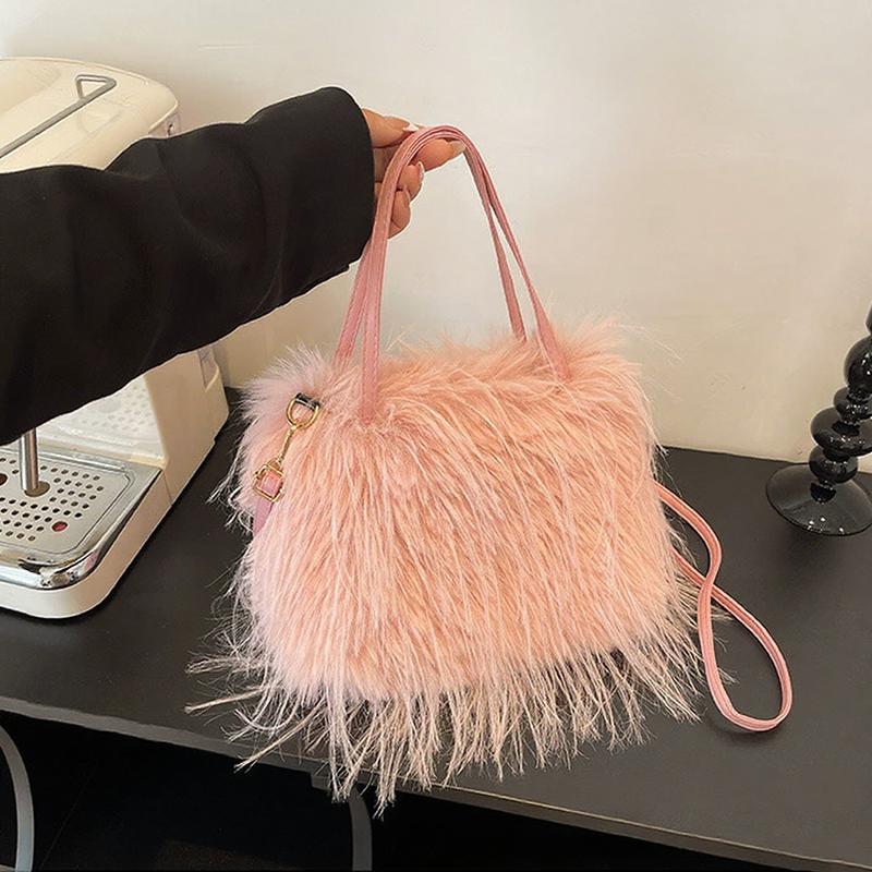 Furry Bags For Women's Fashion Women's Fur Tote Bags Y2K Handbag Versatile Designer Luxury Furry Bags Big Handbags Crossbody
