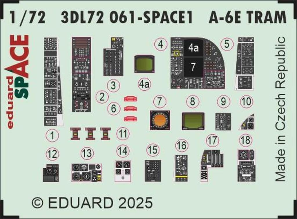 Eduard 1/72 Scale Space A6E TRAM Interior 3D Decal with Etching Parts Set (for Trumpeter) Plastic Model Decal EDU3DL72061 (Airplane)