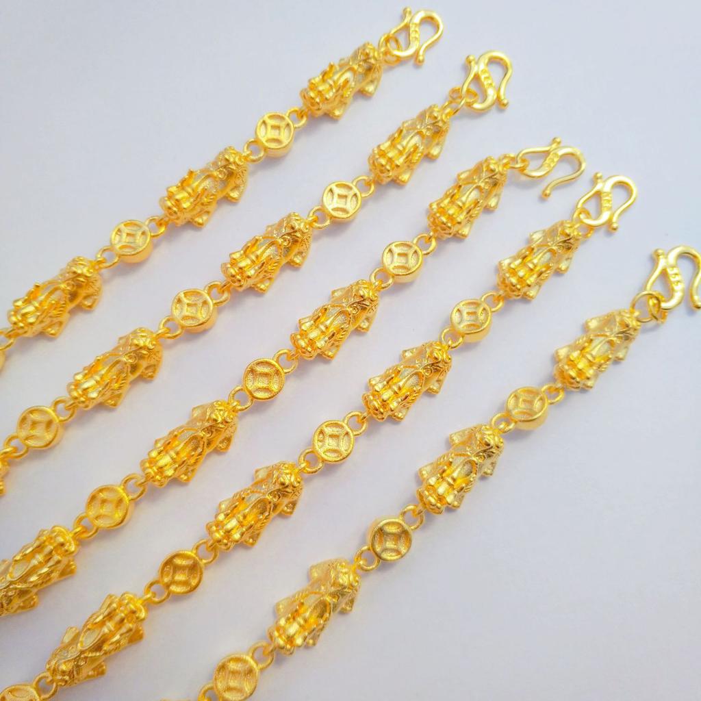 Luxus 24K 9999 Reines Gold Echtes Gold Geld Münze Tapferkeitsarmband für Männer und Frauen