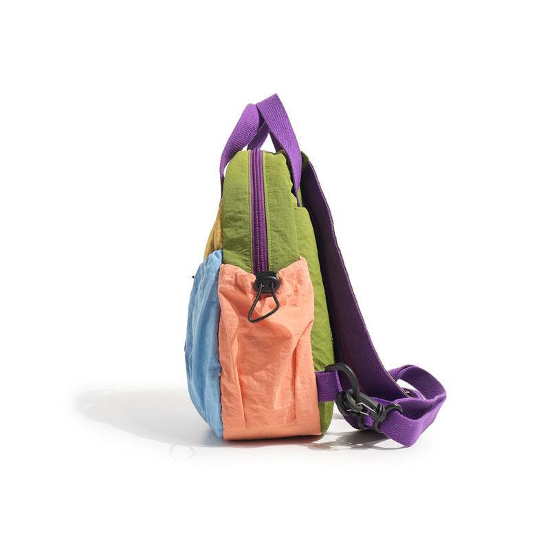 Color Block Backpack with Front Drawstring Pocket and Dual Carrying Options