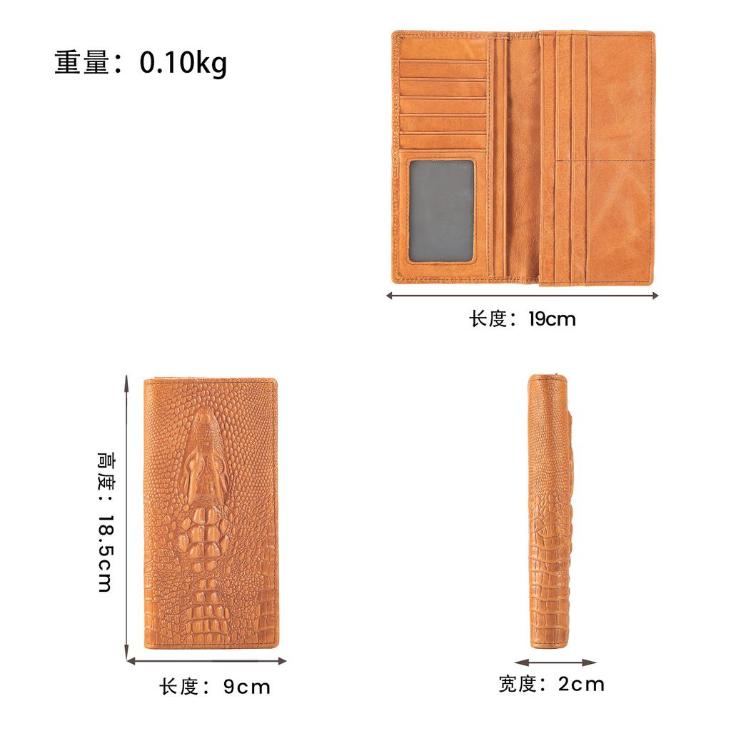 Luxury Crocodile Head Leather Long Bifold Wallet - Premium Multi-card slot Wallets for Men, Elegant Gift Wallet for Daily Use