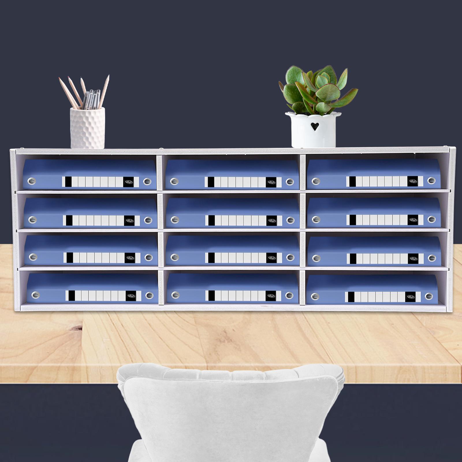 12-Slot White Mail Sorter Organizer W 4 Tiered ShelvesModern Freestanding Desktop Paper Organizer for Office Home Classroom белый 25180₽