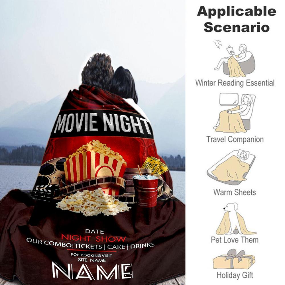 Movie Invitation Personalized Text Blanket Lightweight Customizable Blanket Durable Comfort Versatile for Chair Office Livingroom Couch