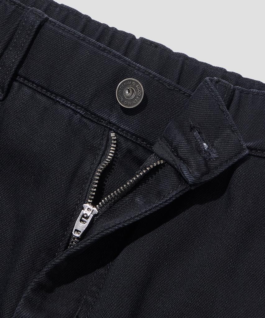 AGOD Vintage Elastic Waist Balloon Denim Pants [Black]