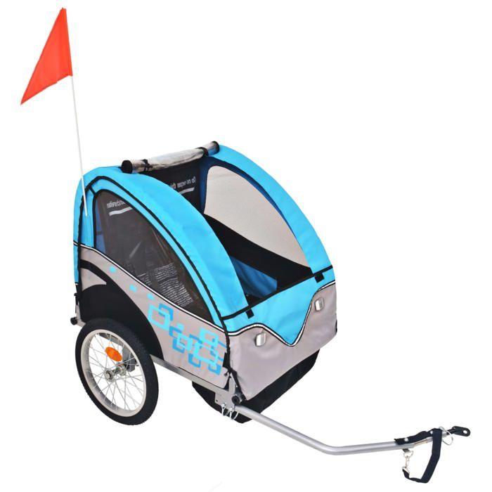 VidaXL Remorque de Vélo, Chariot de Vélo avec Siège, Remorque de Bicyclette, Poussette de Vélo, Chariot de Transport, Gris 91373