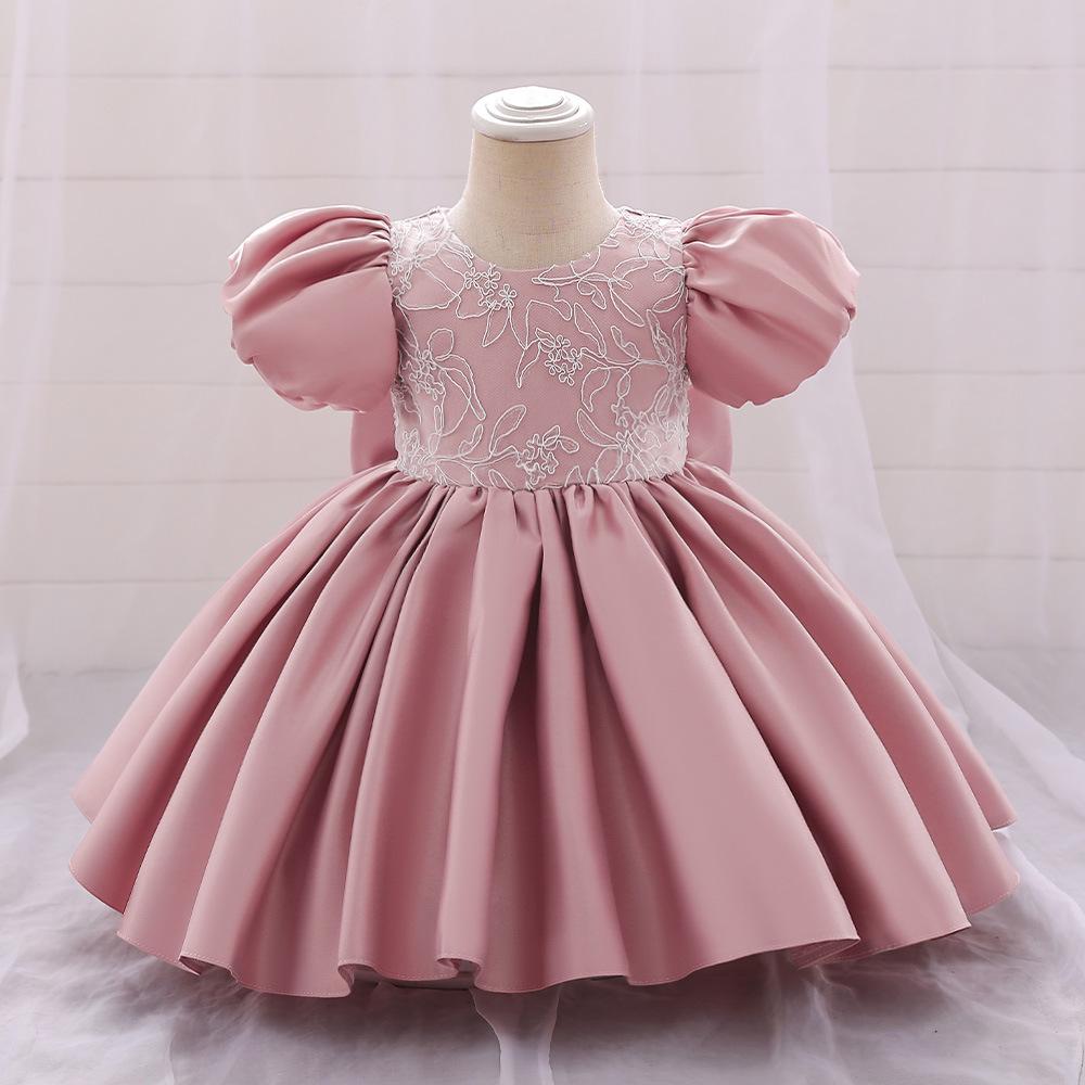 Summer Flower Bow Princess Newborn Kids Dresses for Girls Lace Ball Gown Wedding Bridemaid Prom Party Girl Dress Birthday Child Costume