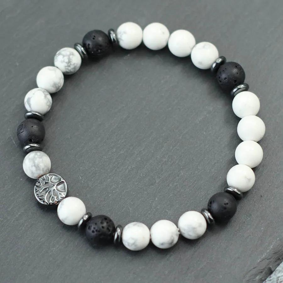 2026 Nytt Herrarmband Handgjort Livets Träd Armband Naturliga Tig ögon Lavasten Pärlarmband