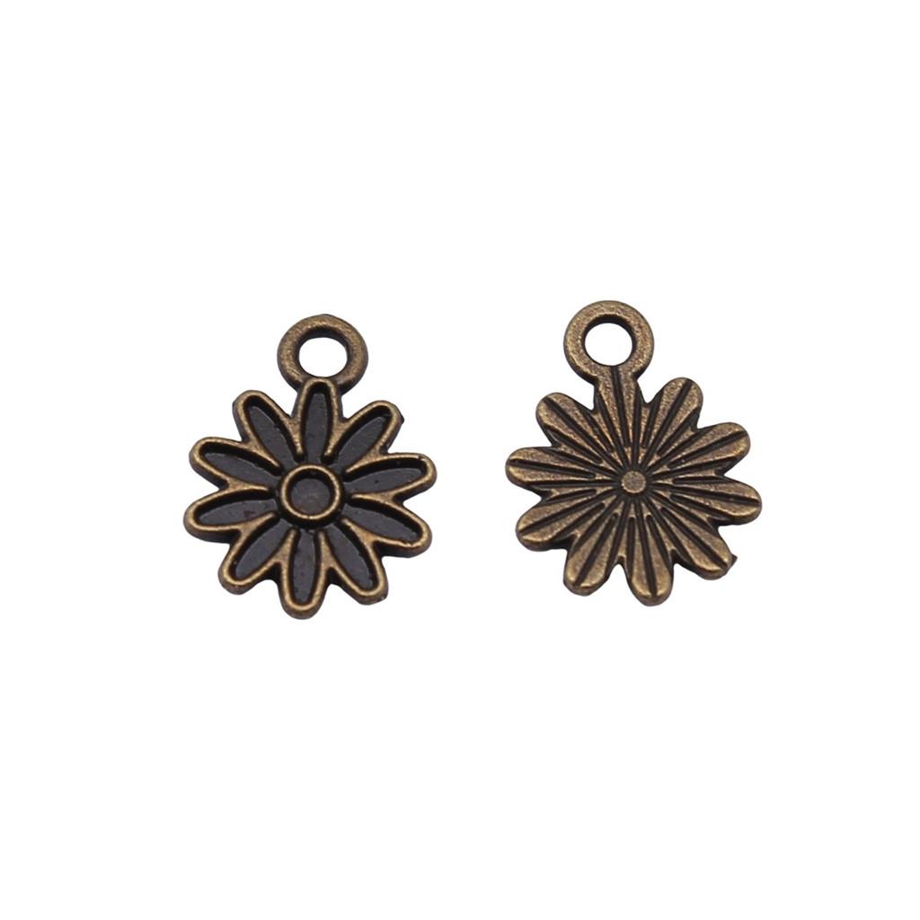Simple Flower Charms Antique Alloy Pendants For Minimalist Floral Jewelry