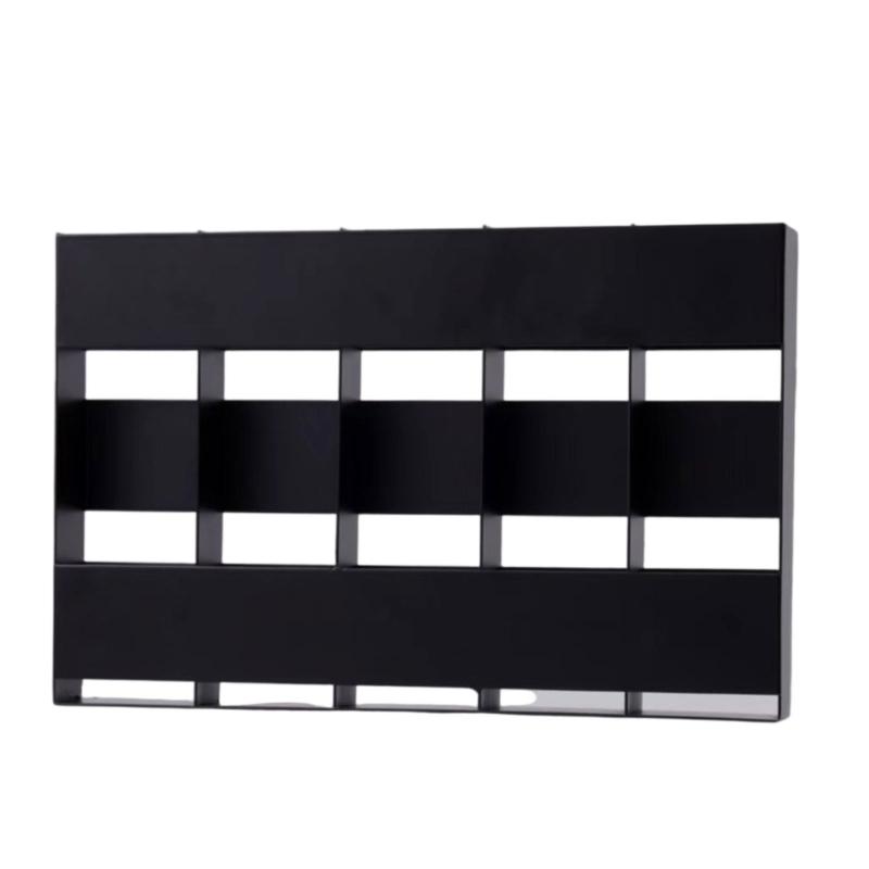Functional Slim Adhesive Cabinet Door Mount 5 Compartment Adhesive Metal Straw Organizers Slim Cabinet Door Wall Mount