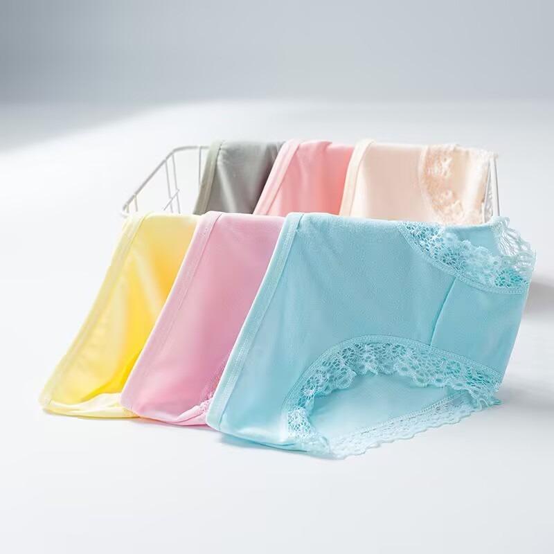 10Pc/Lot Young Girls Underwear  Teenager Panties Candy Color Underwear Simple Panties 35-45KG